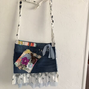 Upcycled Handcrafted Denim Tote Bag One Size Blue